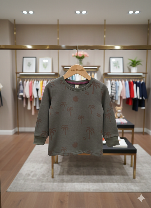 Junior Republic Trees Printed Long Sleeve Fleece Winter Shirt - Rs. 399 SALE