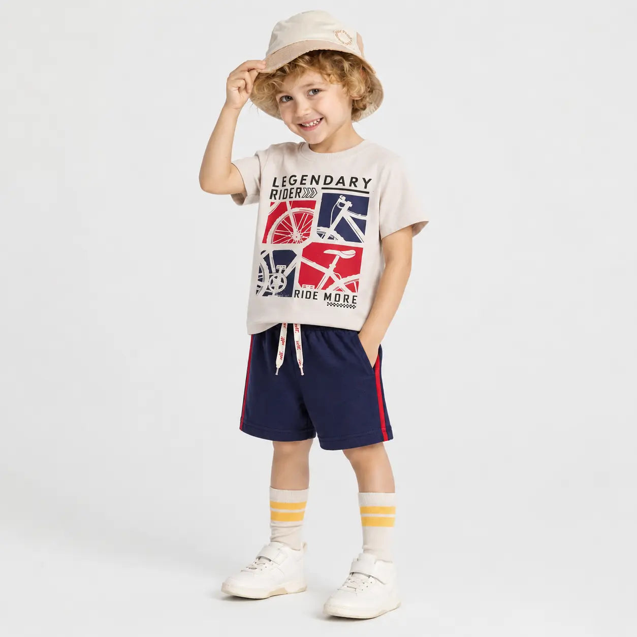 Junior Republic Legendary Printed Cotton Jersey T-Shirt & Shorts Set for Kids