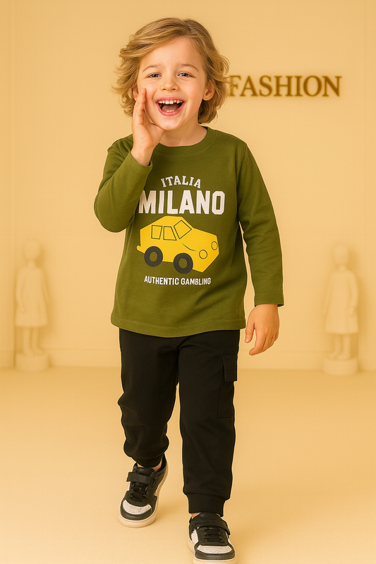 Junior Republic Kid's Milano Printed Cotton Jersey Suit