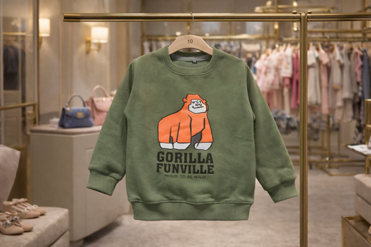 Junior Republic Gorila Printed Long Sleeve Fleece Winter Sweatshirt