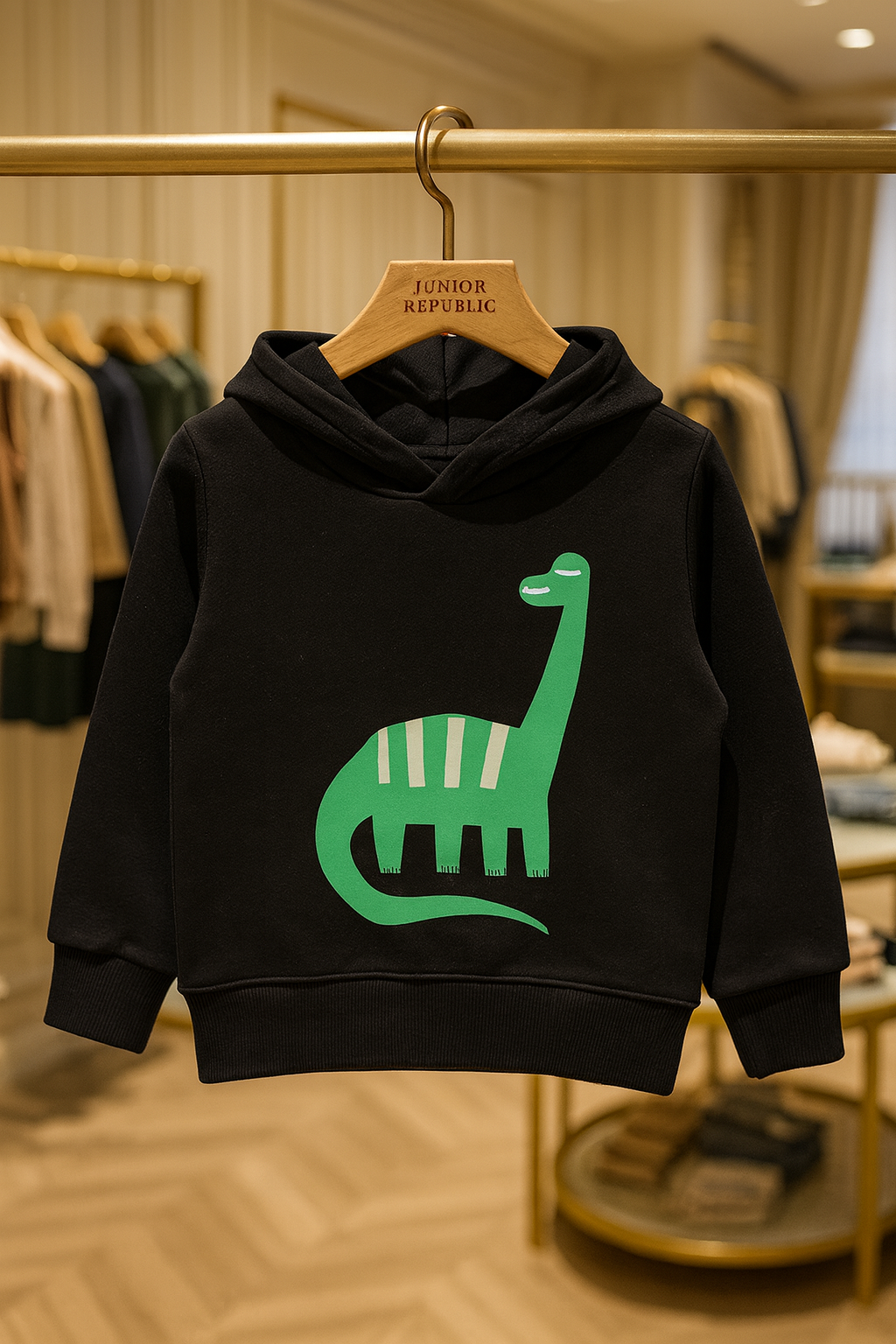 Junior Republic Dinosaur Printed Kids Fleece Winter Hoodies for Boys and Girls - hd-025