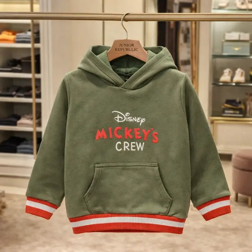 Junior Republic Mickey's Crew Printed Kids Fleece Winter Hoodies for Boys and Girls - HD-017