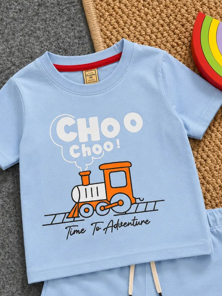 -Minor Fault- Junior Republic Kid's chocho train Printed Tee Shirt