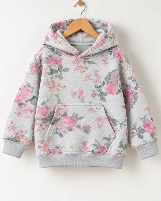 Junior Republic Floral all over Print Kids Fleece Winter Hoodies for Girls - HD-057