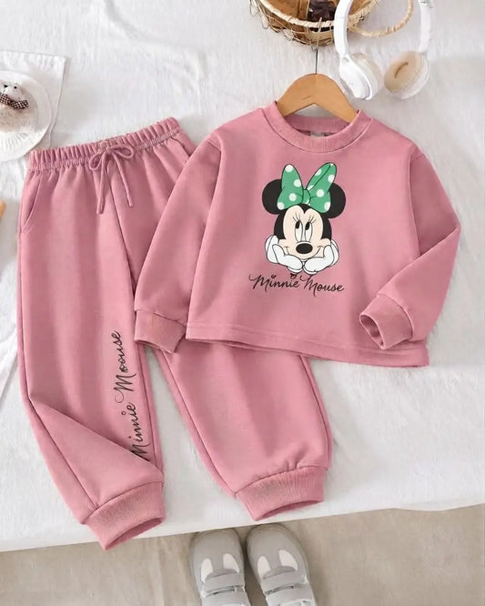 Minnie Mouse Printed Fleece Twin Set for Winter – for Girls - FTW 001