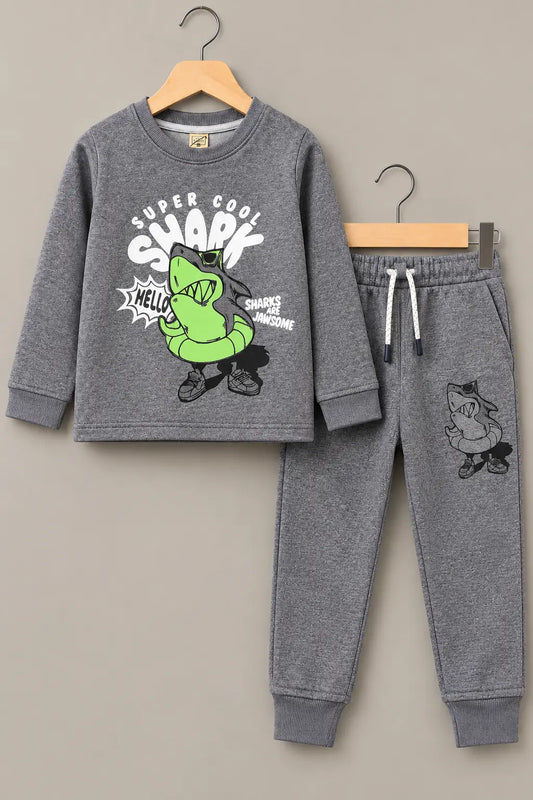 Super Cool Shark Printed Twin Set for Mid Season – French Terry- FTS-003