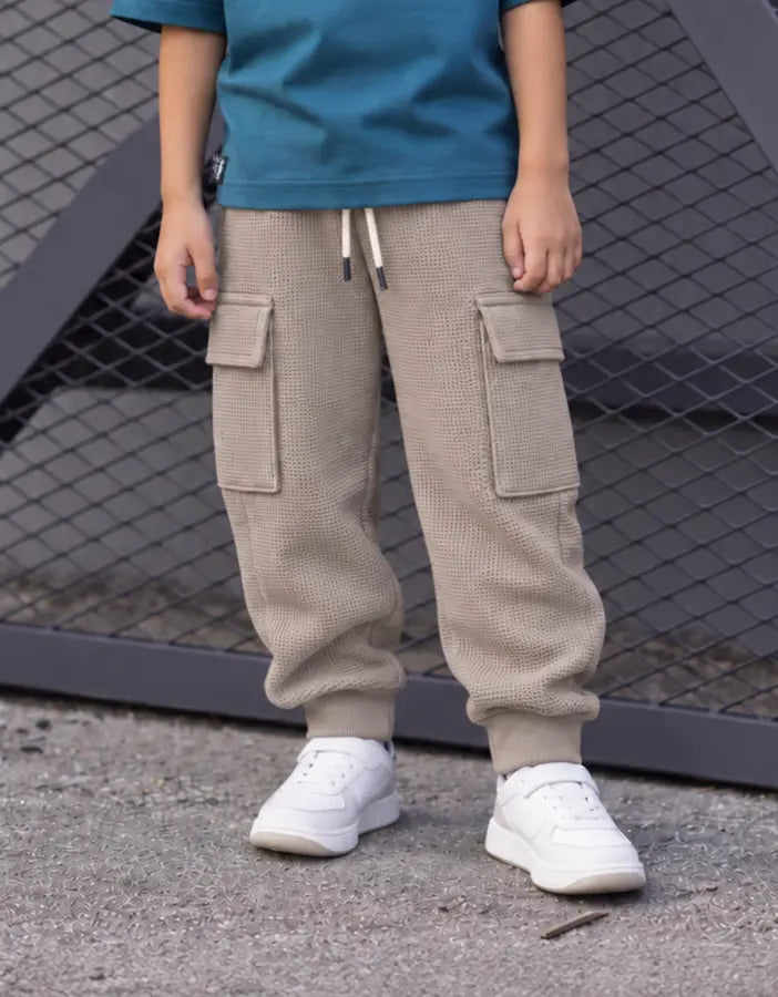 Kids Waffle Knit Cargo Jogger Trouser