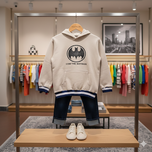 Junior Republic Batman Printed Kids Fleece Winter Hoodies for Boys and Girls