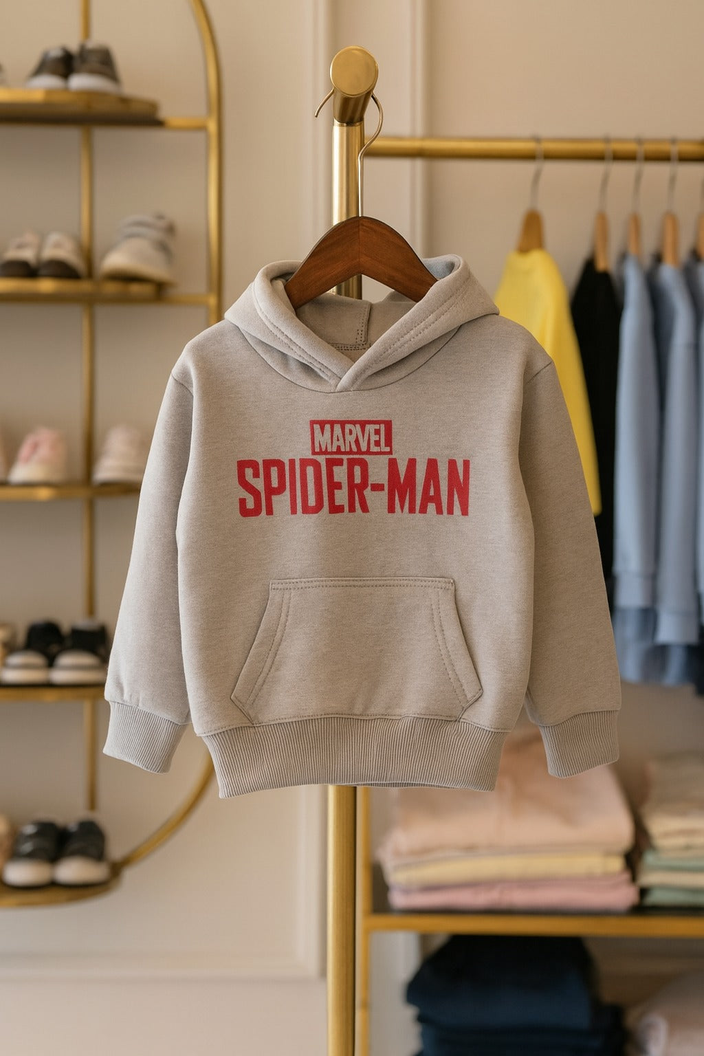 Junior Republic Marvel Spiderman Printed Kids Fleece Winter Hoodies for Boys and Girls