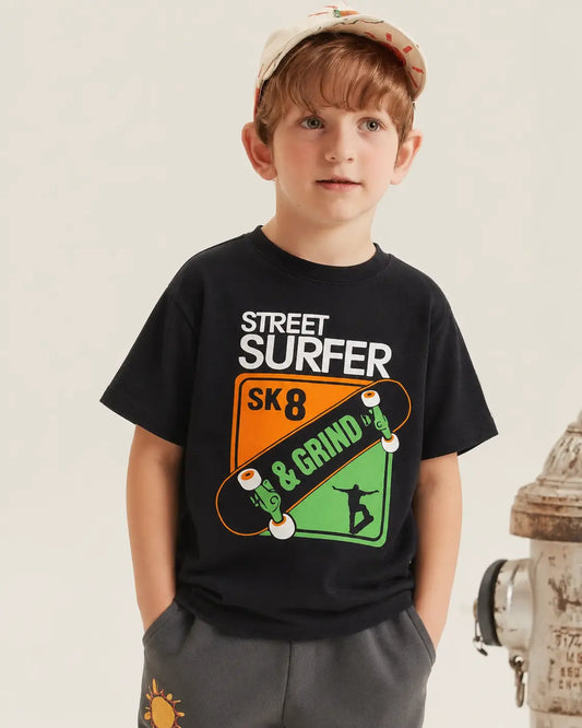 Junior Republic Kid's Street Surfer Printed Tee Shirt