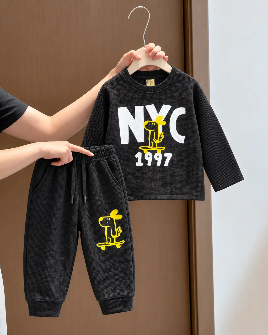 Cool Boy NYC 1997 Printed Twin Set for Mid Season – Black Shirt & Trouser