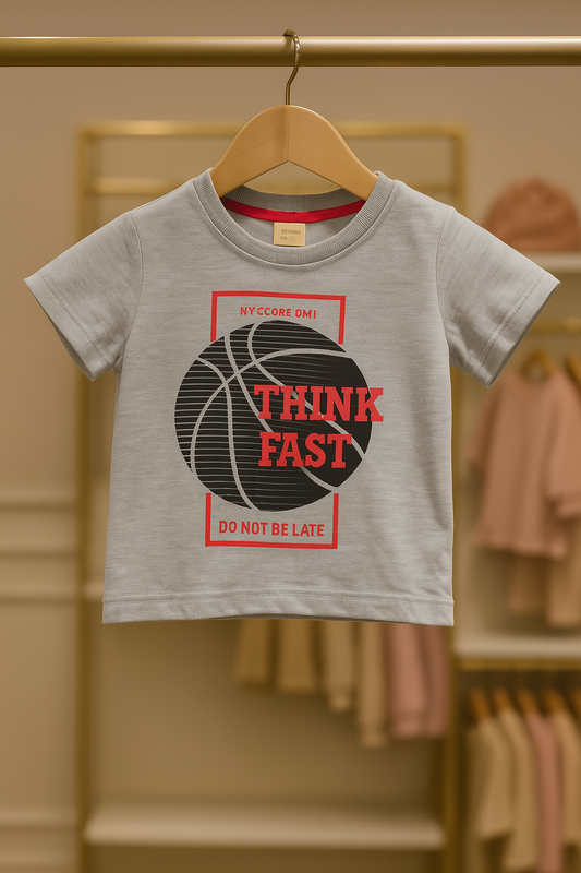 Junior                                                                            Republic Kid's Think Fast Printed Tee Shirt - Rs. 299 SALE