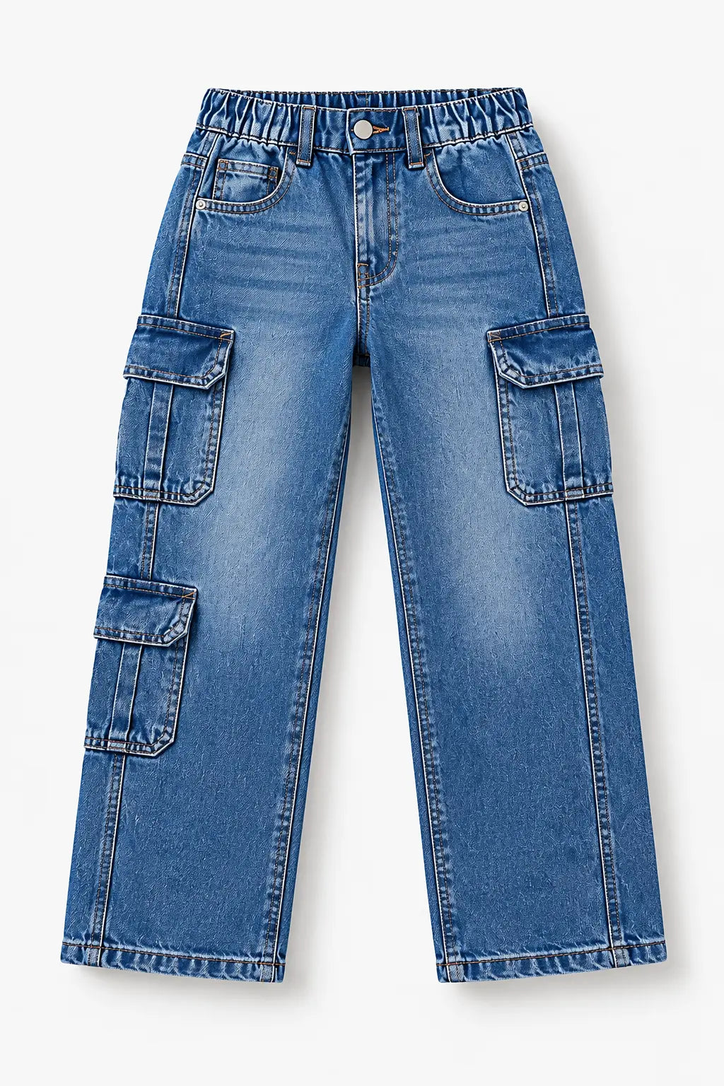 Branded Kids Blue 3 Pockets Cargo Denim Jeans Pant - DN-013