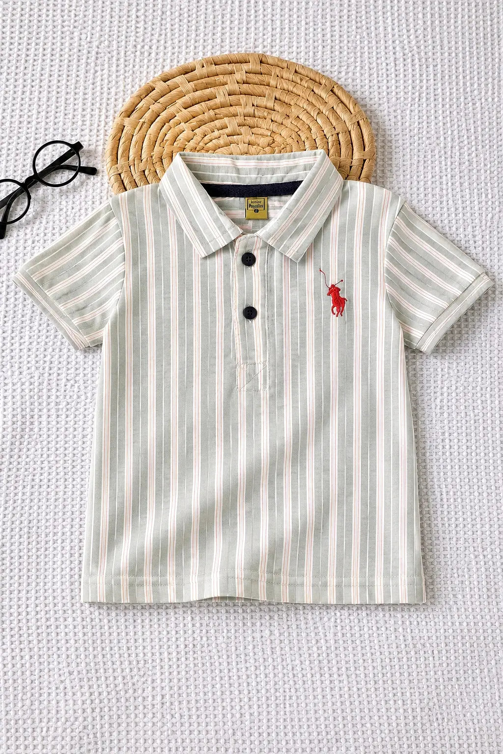Junior Republic Kid's Stripes style Pony Embroidered Polo Shirt