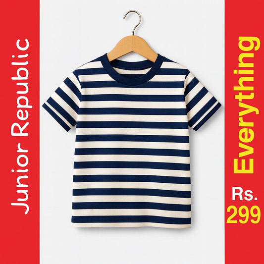 Junior Republic Kid's Stripes print Tee Shirt - Rs. 299 SALE