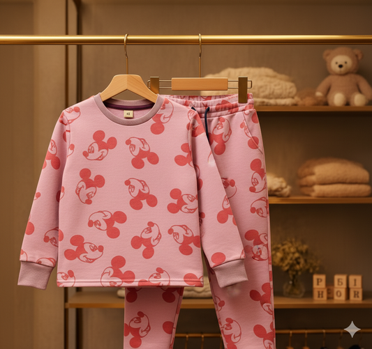 Junior Republic Kid's Mickey Mouse all over Print Fleece Winter Suit