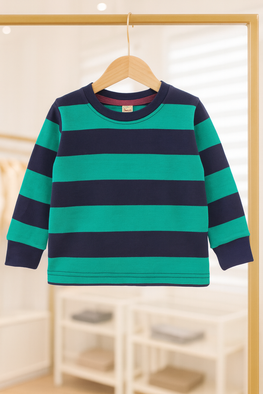 Junior Republic Cotton Jersey Stripes Style Long Sleeve Shirt - Summer Sale