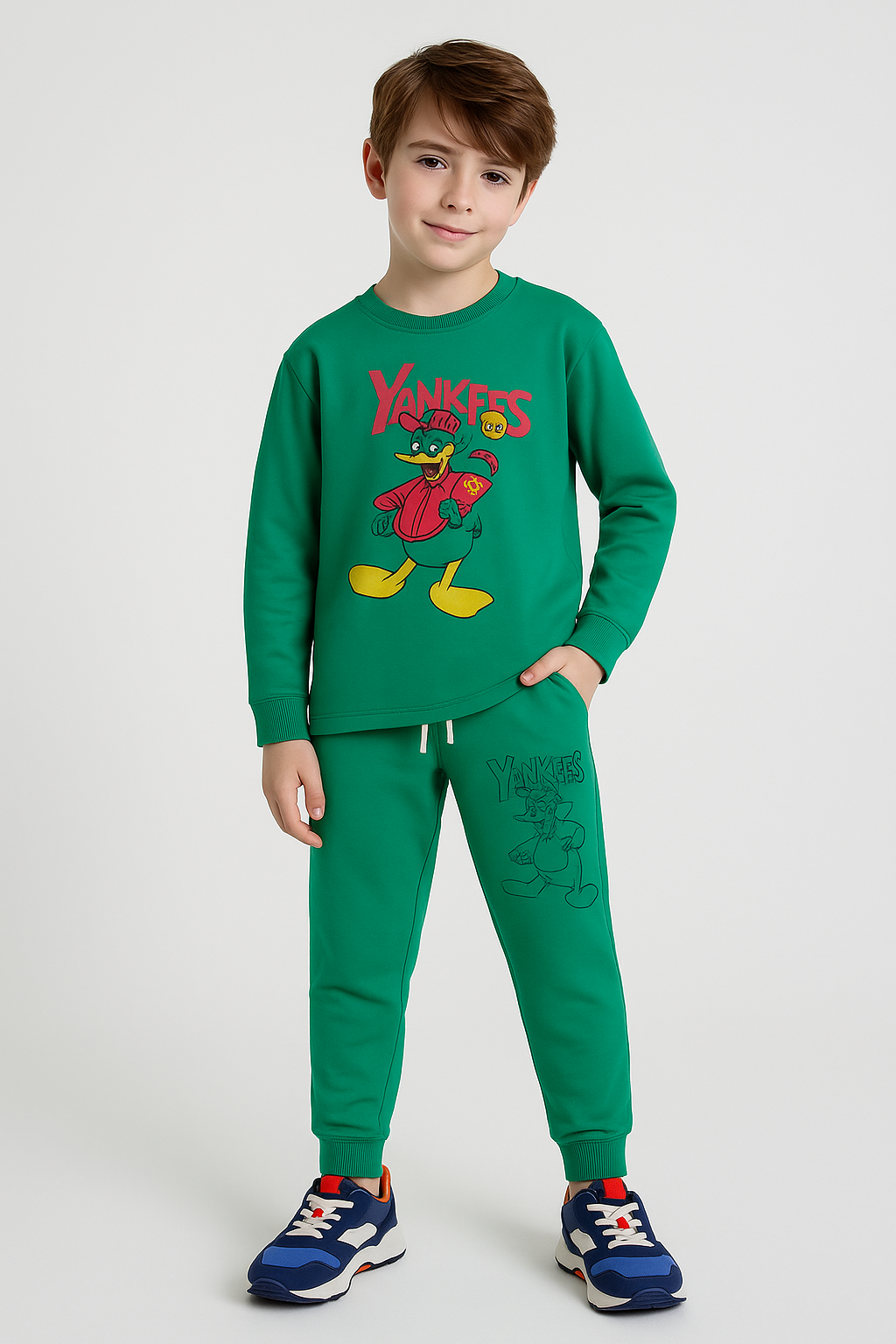 Junior Republic Kid's Yankees Printed Cotton Jersey Suit