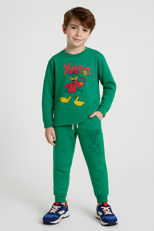 Junior Republic Kid's Yankees Printed Cotton Jersey Suit