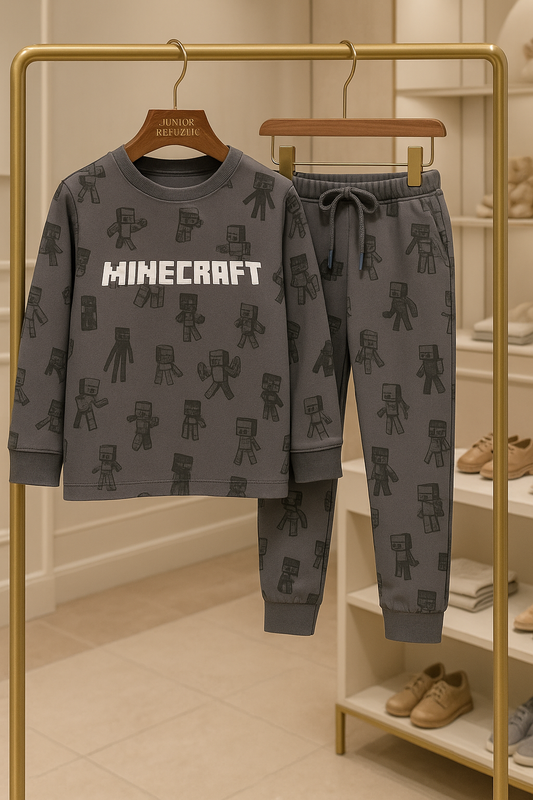 Junior Republic Kid's Minecraft all over Print Fleece Winter Suit