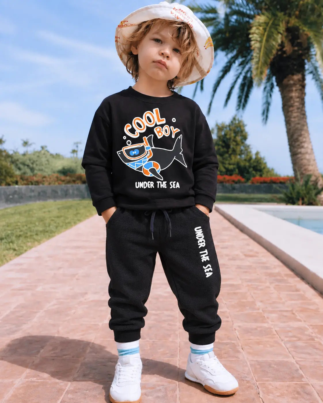 Cool Boy Under the Sea Twin Set for Mid Season – Black Shirt & Trouser