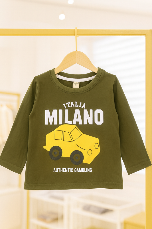 Junior Republic Cotton Jersey Milano Printed Long Sleeve Shirt - Summer Sale