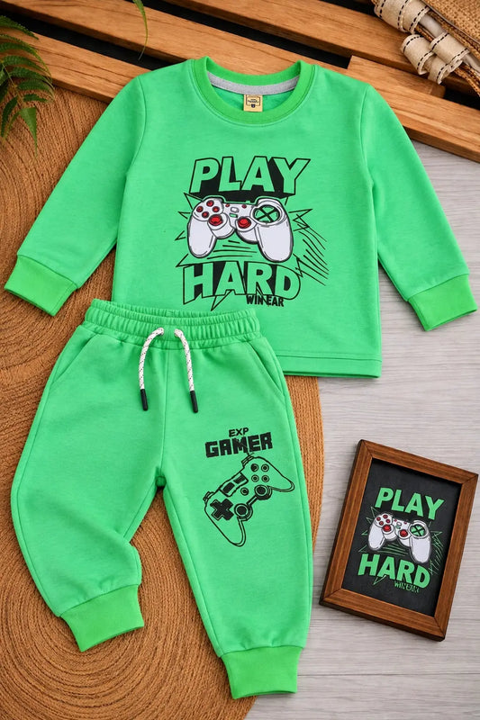 Play Hard Printed Twin Set for Mid Season – French Terry- FTS-006