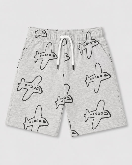 Junior Republic KID'S Airplane Printed Summer Cotton Jersey Shorts