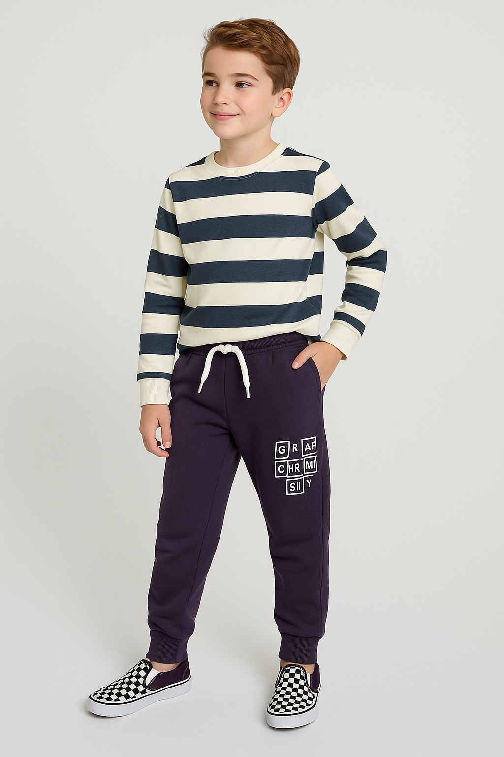 Junior Republic Kid's Stripes Style Cotton Jersey Suit