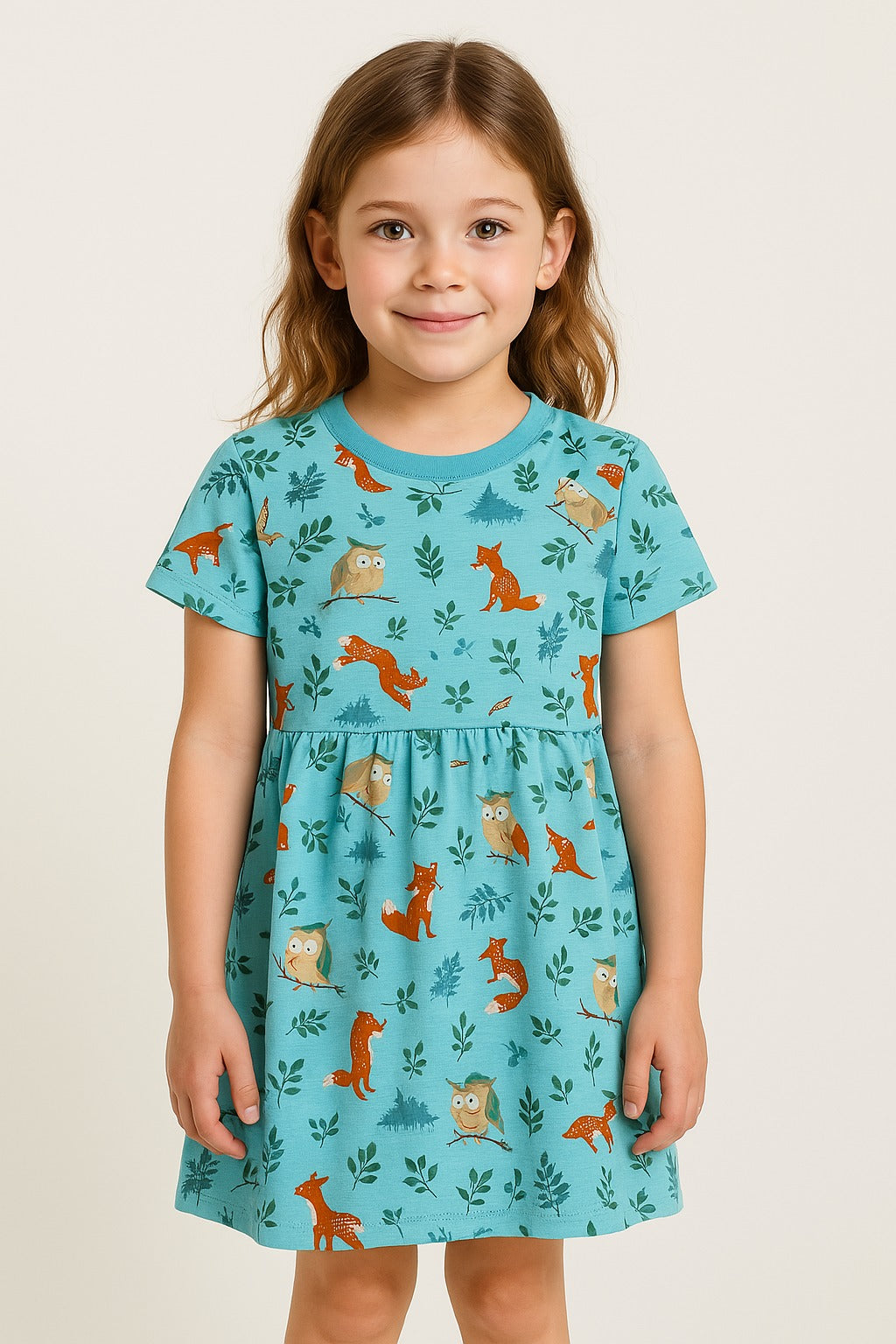 Junior Republic Kid's Bear Printed Frock - MINOR FAULT