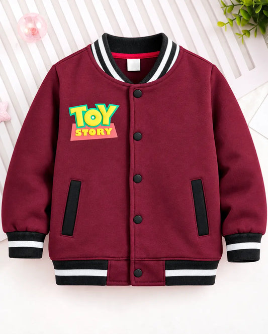 Kids Toy Story Maroon Fleece Varsity Jacket – Winter Collection for Boys & Girls - FJ 002