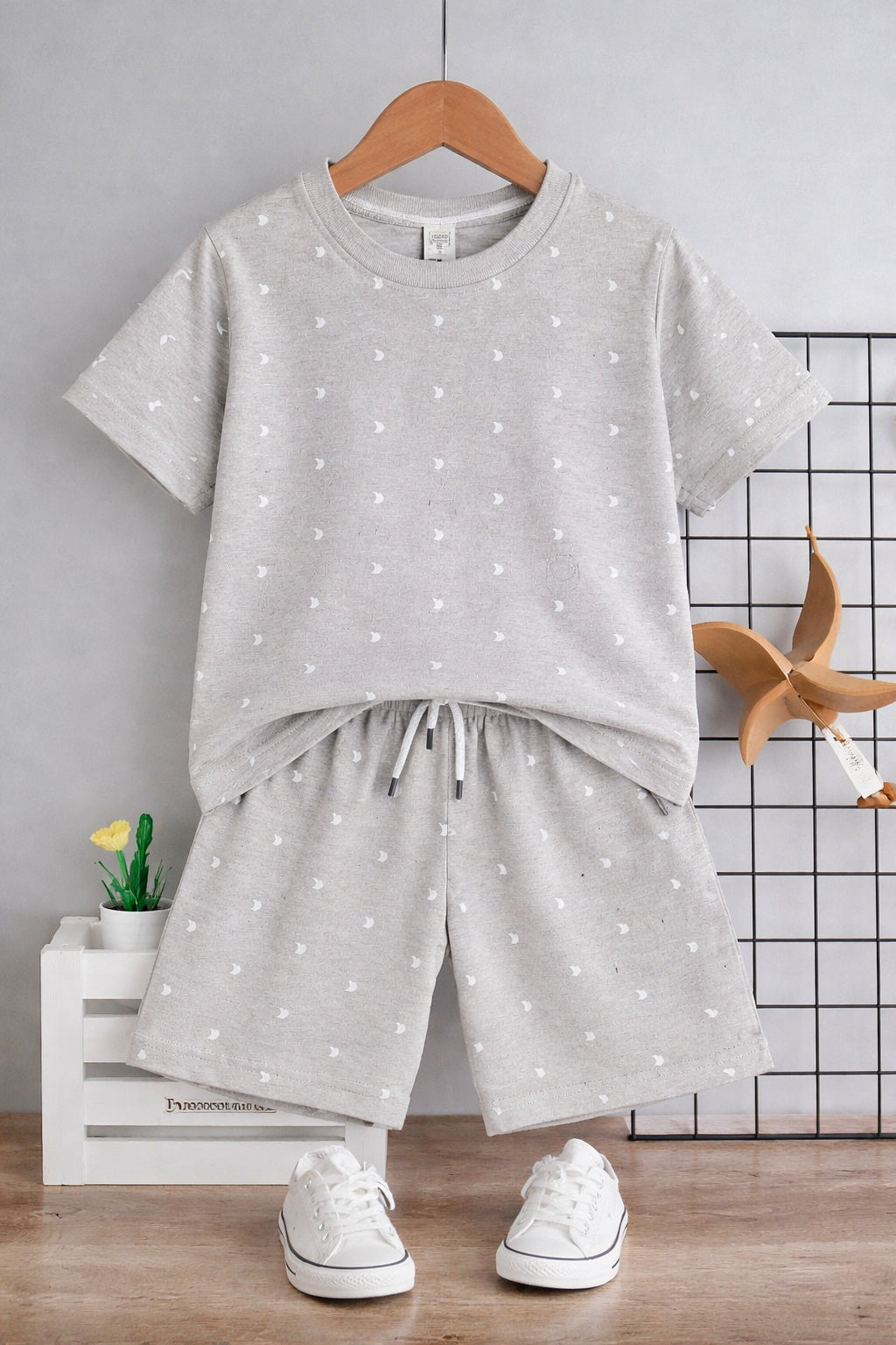 Junior Republic Crescent Printed Cotton Jersey T-Shirt & Shorts Set for Kids