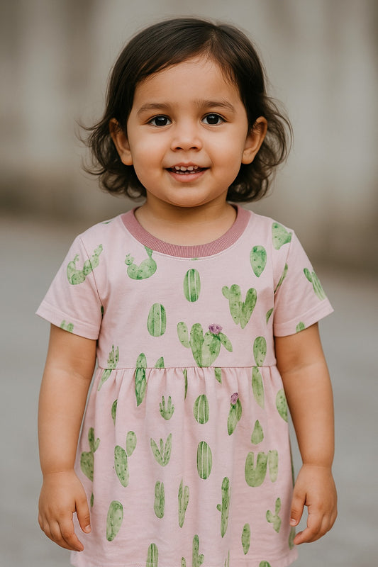 Junior Republic Kid's Plants Printed Frock - MINOR FAULT