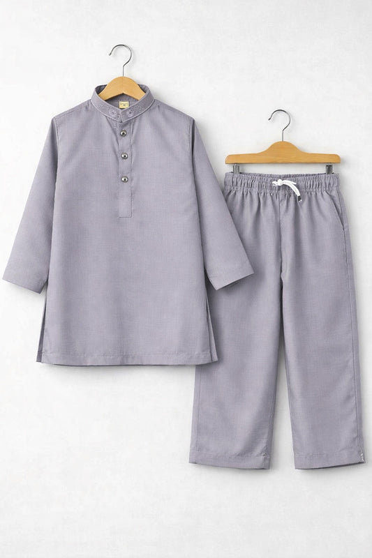 J              unior Republic Boys Summer Shalwar Kameez with embroidered neck Collar- Classic Eastern Wear for Kids