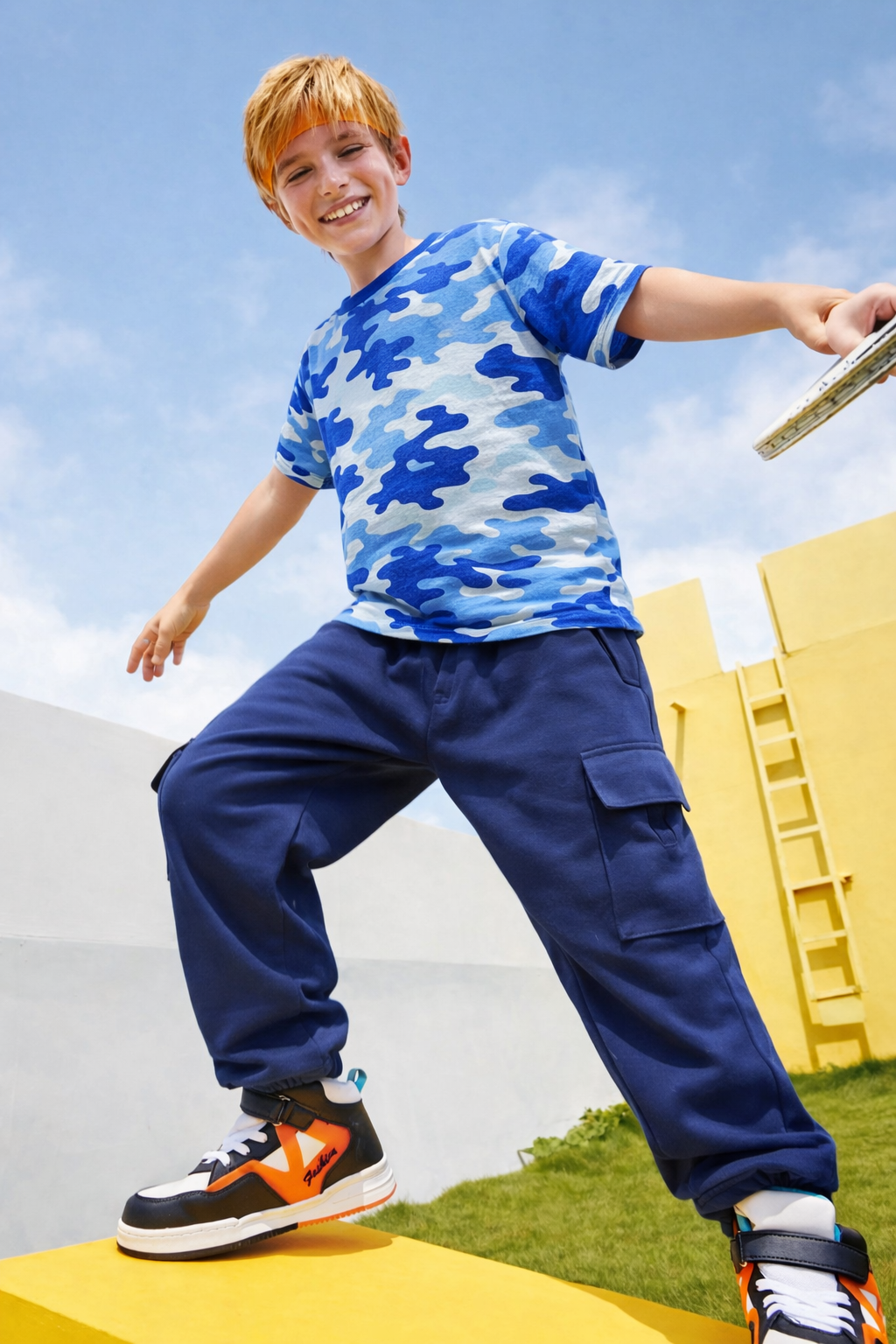 Junior Republic Kid's Printed Cotton Jersey Summer Suit