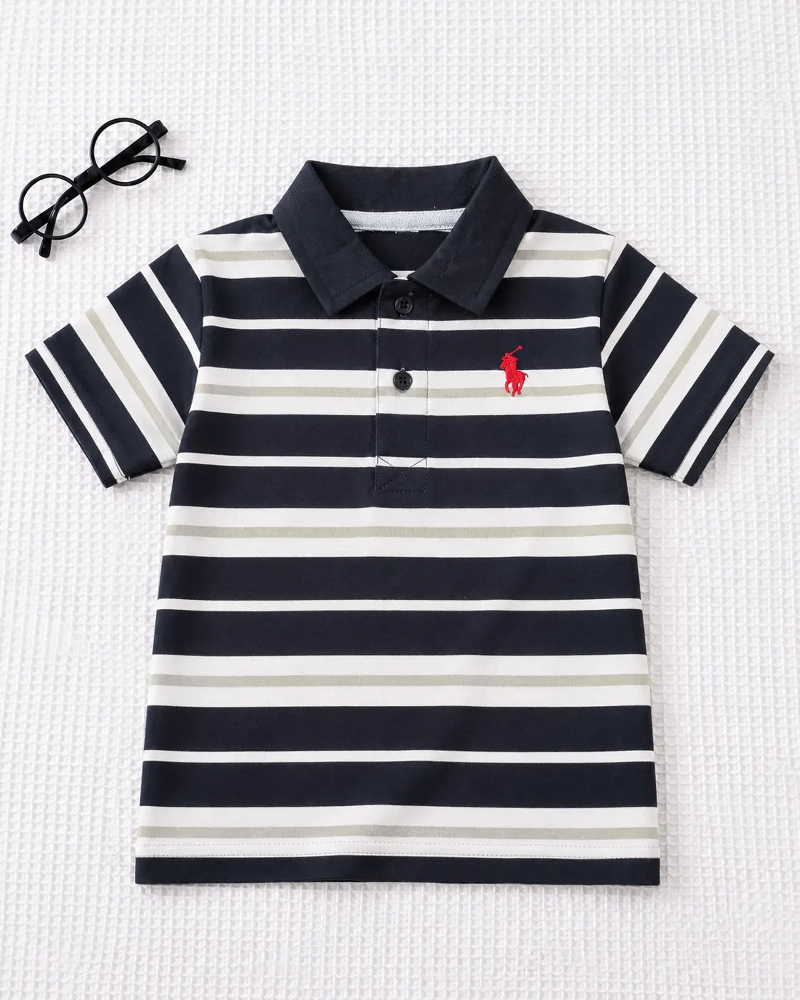 Junior Republic Kid's Stripes style Pony Embroidered Polo Shirt