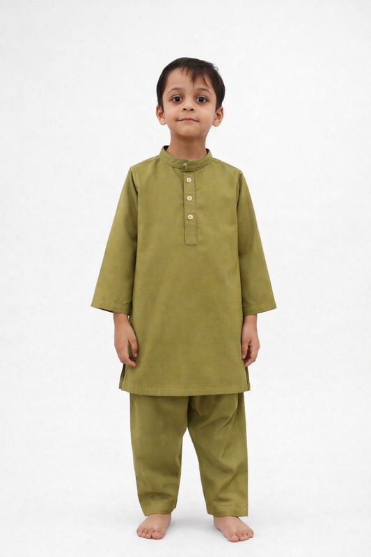 J              unior Republic Boys Summer Shalwar Kameez with embroidered neck Collar- Classic Eastern Wear for Kids