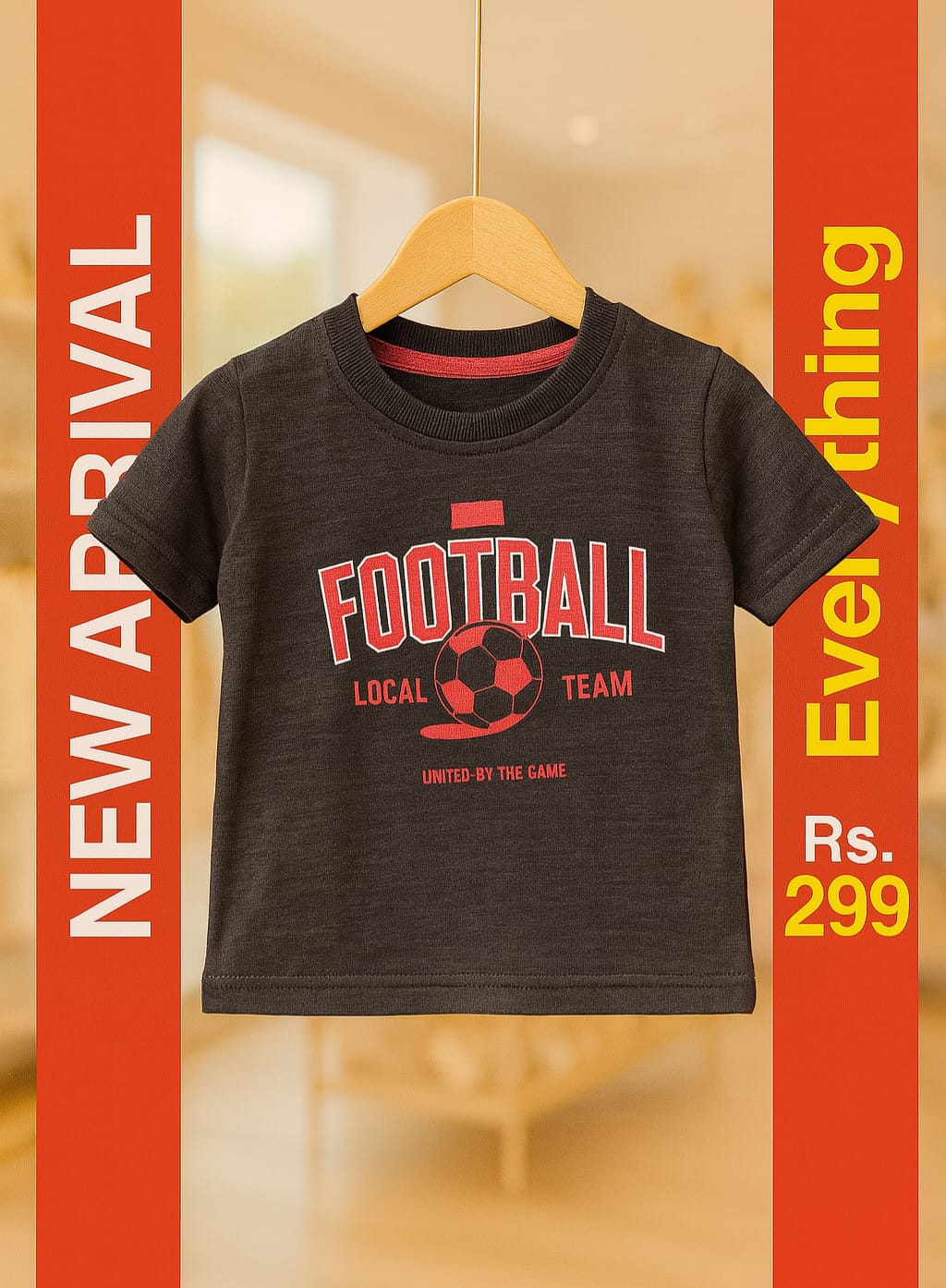 Junior Republic Kid's Football Printed Crew Neck Tee Shirt - Rs. 299 SALE