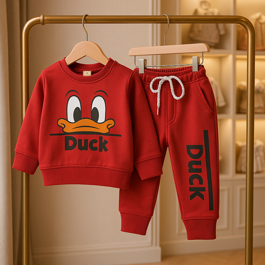 Junior Republic Kid's Duck Printed Fleece Winter Track Suit
